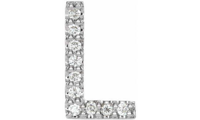 14K White .04 CTW Diamond Single Initial L Earring - 867976055P