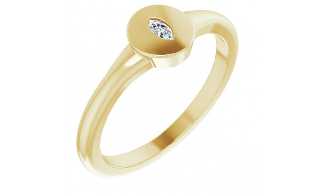 14K Yellow .05 CT Diamond Signet Ring - 124356104P