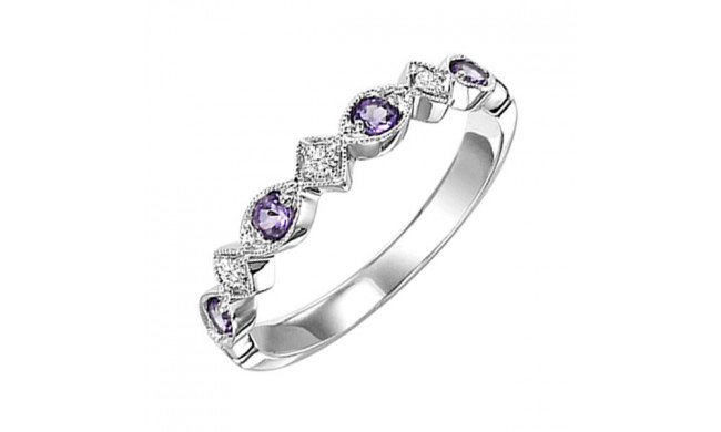 Gems One 14Kt White Gold Diamond (1/20Ctw) & Amethyst (1/6 Ctw) Ring - FR1238-4WD