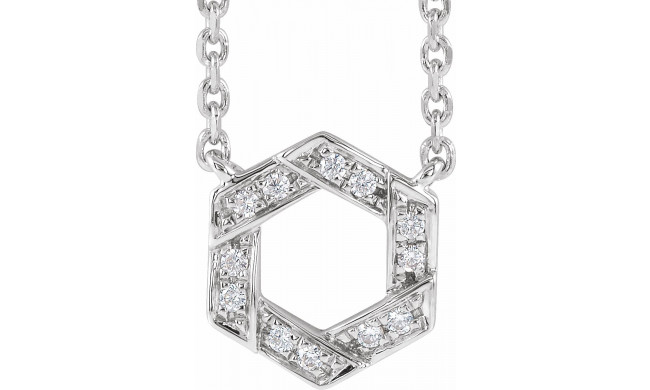 14K White .06 CTW Diamond Geometric 16-18 Necklace - 65350060000P