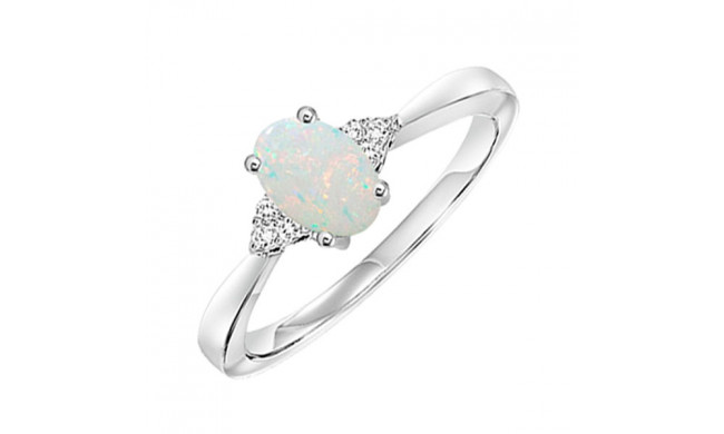 Gems One 10Kt White Gold Diamond (1/20Ctw) & Opal (1/2 Ctw) Ring - FR4028-1WDO