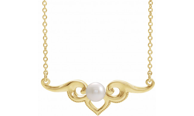 14K Yellow Freshwater Cultured Pearl Bar 18 Necklace - 86940606P