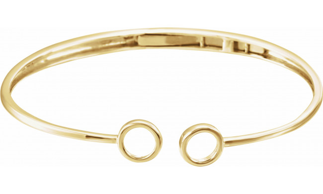 14K Yellow Gold 7 Inch Hinged Circle Cuff Bracelet - 65211760000P