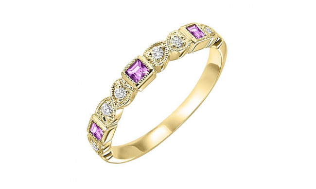 Gems One 14Kt Yellow Gold Diamond (1/10Ctw) & Pink Sapphire (1/5 Ctw) Ring - FR1072-4YD