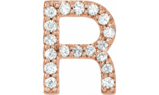 14K Rose .06 CTW Diamond Single Initial R Earring - 867976092P