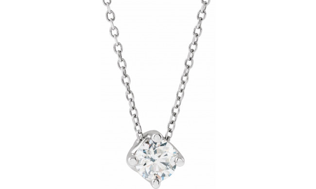 14K White 1/2 CT Diamond Solitaire 16-18 Necklace - 869936020P