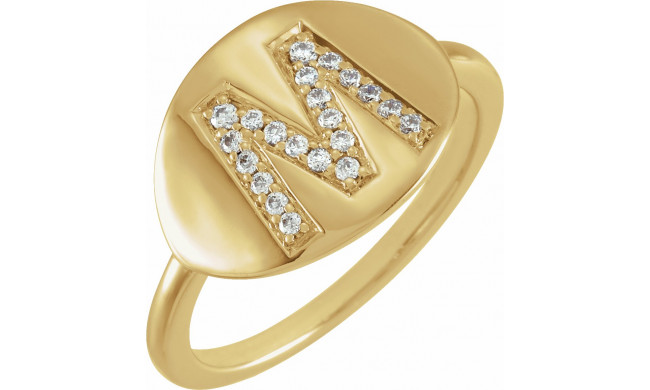 14K Yellow Initial M 1/8 CTW Diamond Ring - 653628636P