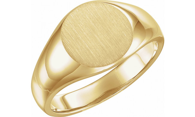 14K Yellow 13 mm Round Signet Ring - 91298591P