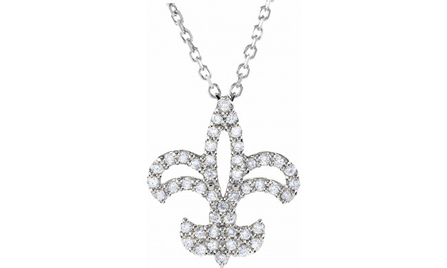 14K White 1/5 CTW Diamond Fleur De Lis 16 Necklace - 6775384714P