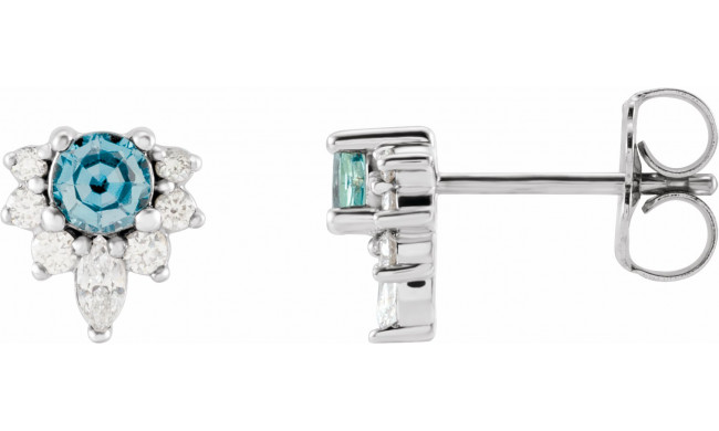 14K White Aquamarine & 1/6 CTW Diamond Earrings - 869506012P