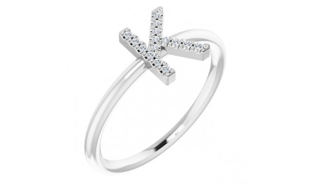 14K White .05 CTW Diamond Initial K Ring - 1238346050P