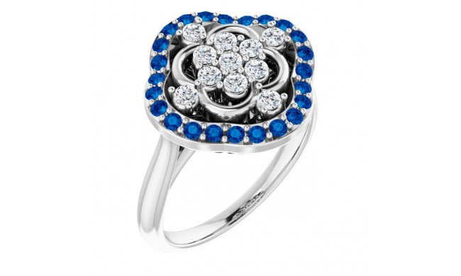 14K White Blue Sapphire & 1/3 CTW Diamond Ring - 72037600P