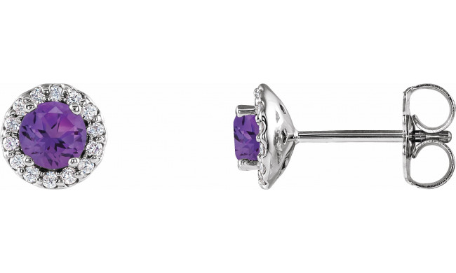 14K White Amethyst & 1/6 CTW Diamond Earrings - 86509985P