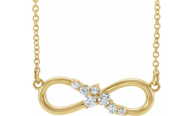 14K Yellow 1/8 CTW Diamond Infinity-Inspired Bar 18 Necklace - 86875616P