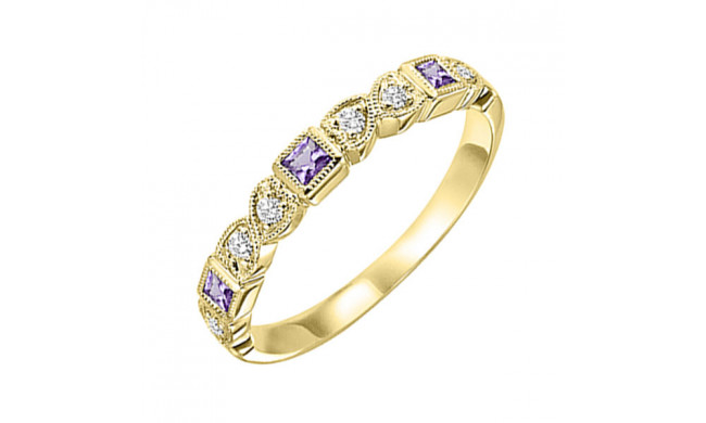 Gems One 10Kt Yellow Gold Diamond (1/10Ctw) & Amethyst (1/5 Ctw) Ring - FR1208-1YD