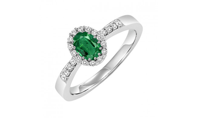 Gems One 14Kt White Gold Diamond (1/8Ctw) & Emerald (3/8 Ctw) Ring - HDR1419-4WCE
