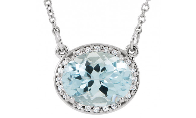 14K White Aquamarine & .04 CTW Diamond 16.5 Necklace - 85903101P