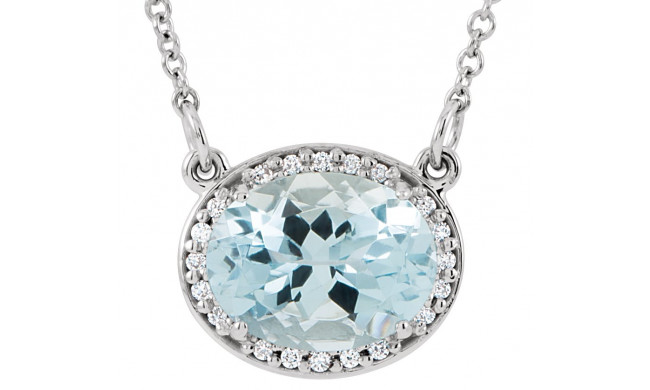 14K White Aquamarine & .04 CTW Diamond 16.5 Necklace - 85903101P