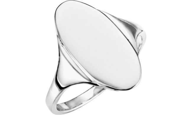 10K White 16.4x8.5 mm Oval Signet Ring - 52036402P