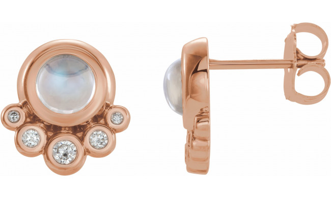 14K Rose Moonstone & 1/8 CTW Diamond Earrings - 86780617P