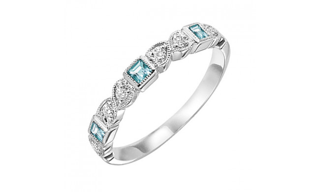 Gems One 14Kt White Gold Diamond (1/12Ctw) & Aquamarine (1/8 Ctw) Ring - FR1270-4WD