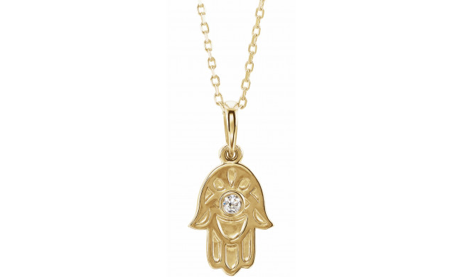 14K Yellow .03 CTW Diamond Hamsa 16-18 Necklace - 86623606P