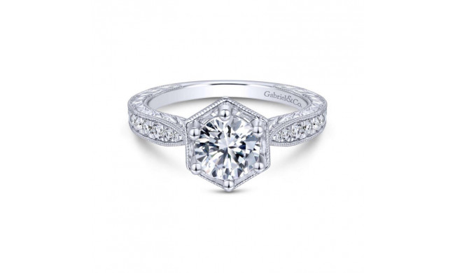 Gabriel & Co. 14k White Gold Art Deco Straight Engagement Ring - ER14498R4W44JJ
