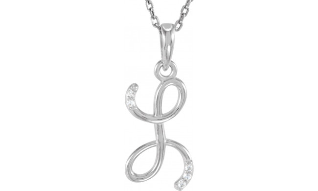 14K White .025 CTW Diamond Initial L 18 Necklace - 8555760048P