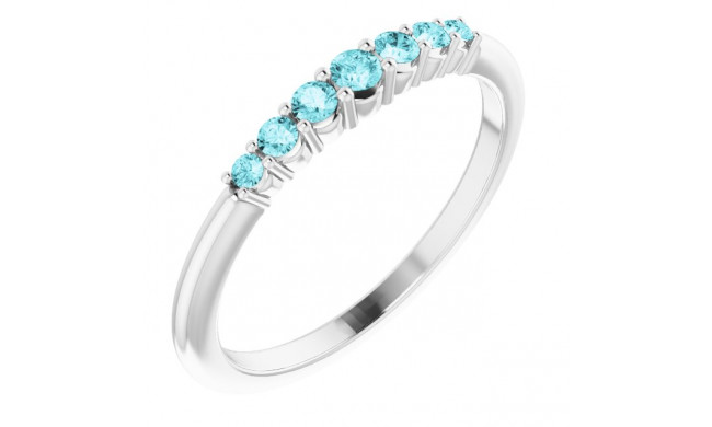 14K White Blue Zircon Stackable Ring - 72022605P