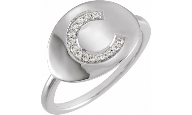 14K White Initial C .08 CTW Diamond Ring - 653628607P