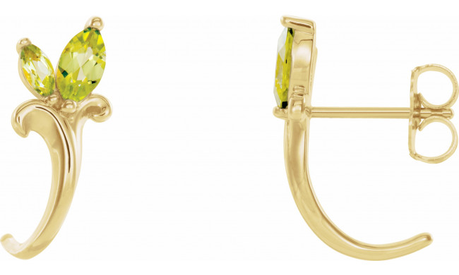 14K Yellow Peridot Floral-Inspired J-Hoop Earrings - 868156024P