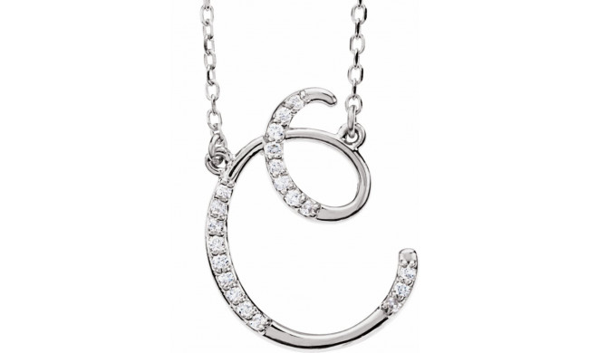 14K White 1/10 CTW Diamond Initial C 16 Necklace - 67399104P