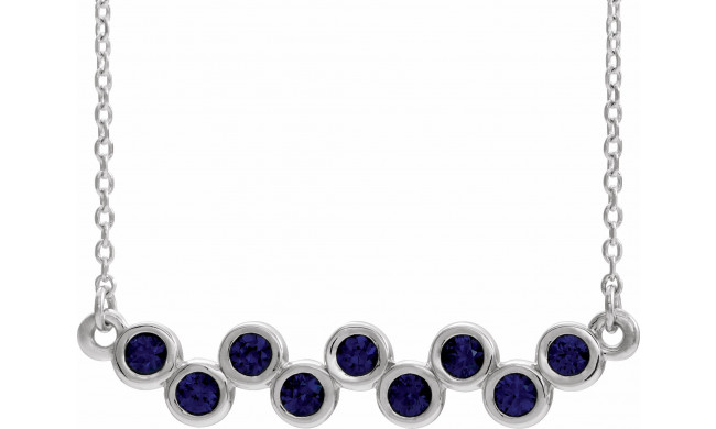 14K White Blue Sapphire Bezel-Set Bar 16-18 Necklace - 8652560045P