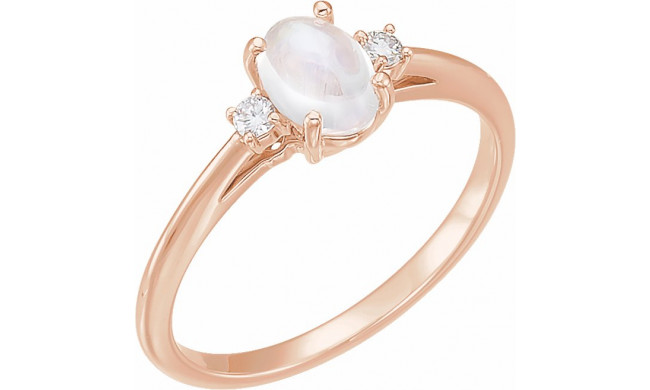 14K Rose Rainbow Moonstone & .06 CTW Diamond Ring - 71811602P