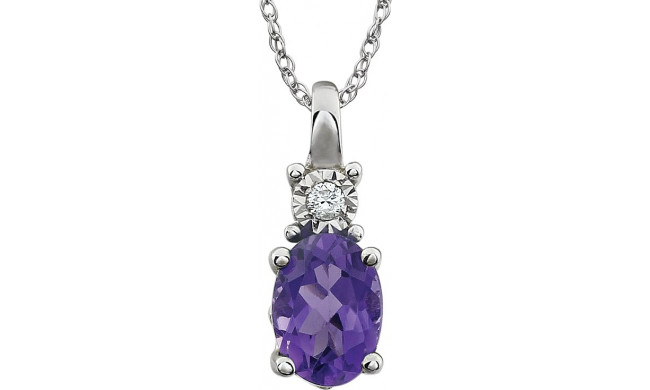 14K White Amethyst & .02 CTW Diamond 18 Necklace - 651534100P