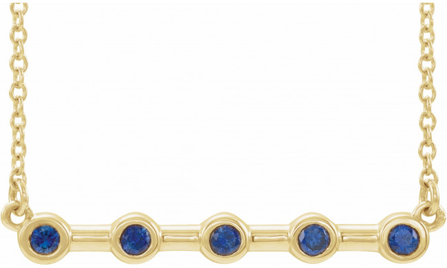14K Yellow Blue Sapphire Bezel-Set 16 Bar Necklace - 868406056P