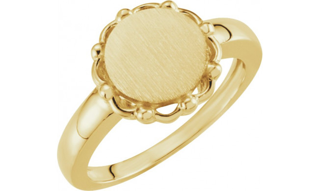 10K Yellow 12 mm Round Signet Ring - 50494294834P