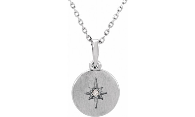 14K White .01 CT Diamond Starburst 16-18 Necklace - 86425600P