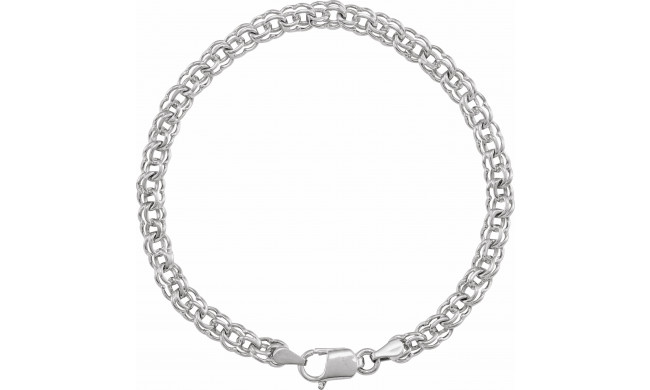 14K White Solid Double Link Charm Bracelet - CH159244314P