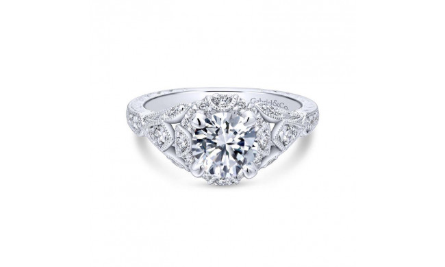 Gabriel & Co. 14k White Gold Victorian Vintage Engagement Ring - ER12579R4W44JJ