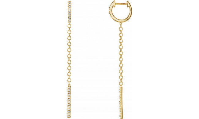14K Yellow 1/4 CTW Diamond Hinged Hoop Chain Earrings - 65346160001P
