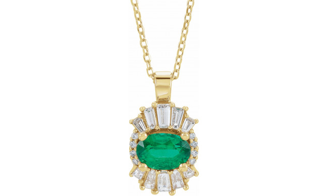 14K Yellow Emerald & 1/4 CTW Diamond 16-18 Necklace - 869706116P