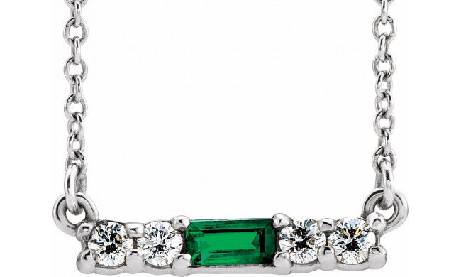 14K White Emerald & 1/5 CTW Diamond 18 Necklace - 86838705P
