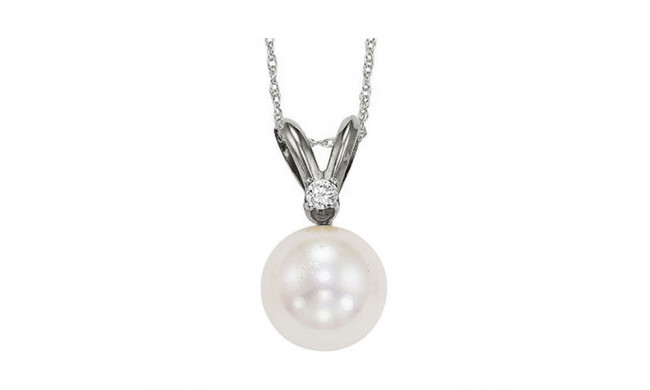 Gems One 14Kt White Gold Diamond (1/50Ctw) & Pearl (1/2 Ctw) Pendant - PPD6.00AAA-4W