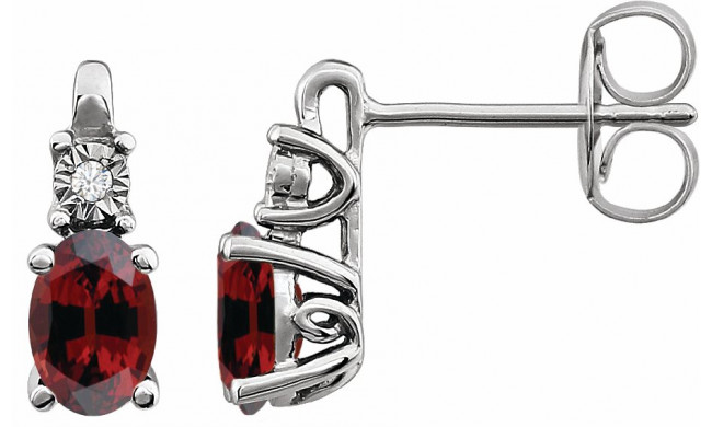14K White Mozambique Garnet & .02 CTW Diamond Earrings - 651536108P