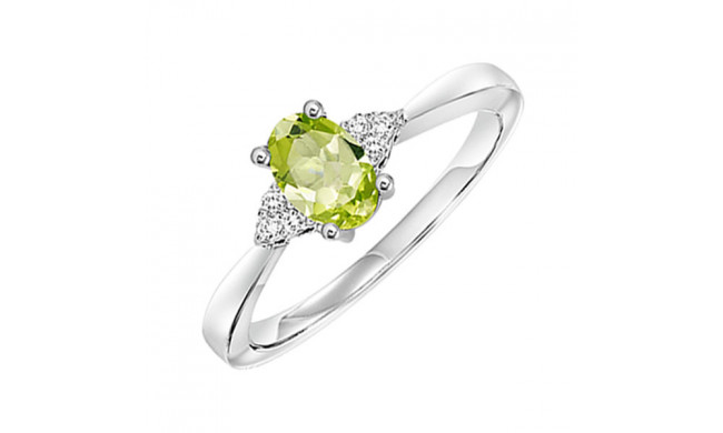 Gems One 10Kt White Gold Diamond (1/20Ctw) & Peridot (1/2 Ctw) Ring - FR4026-1WDD