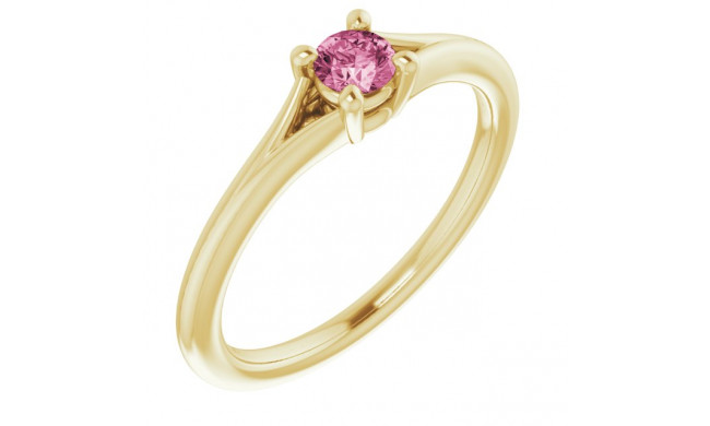 14K Yellow Pink Tourmaline Youth Solitaire Ring - 71984623P