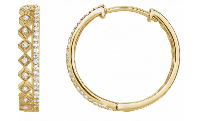 14K Yellow 1/4 CTW Diamond Geometric Hoop Earrings - 653411600P