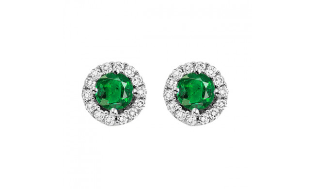 Gems One 14Kt White Gold Diamond (1/8Ctw) & Emerald (1/3 Ctw) Earring - NE331-4WCE