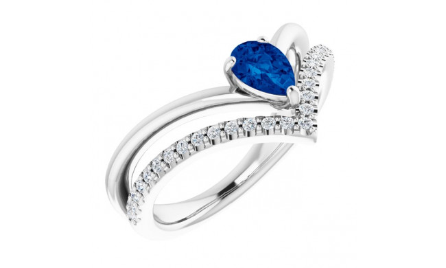 14K White Blue Sapphire & 1/6 CTW Diamond Ring - 71968610P